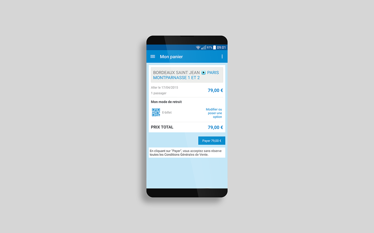 Nouvelle page panier sur le mobile
